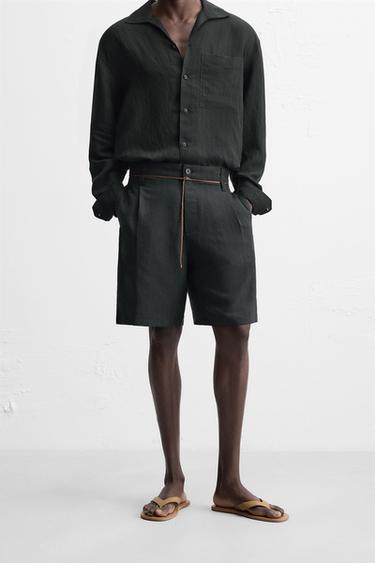 BERMUDA JACQUARD RAYURES - Noir de Zara - Image 1