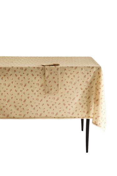 WILDFLOWER TABLECLOTH WITH LACE TRIM - Yellow by Zara