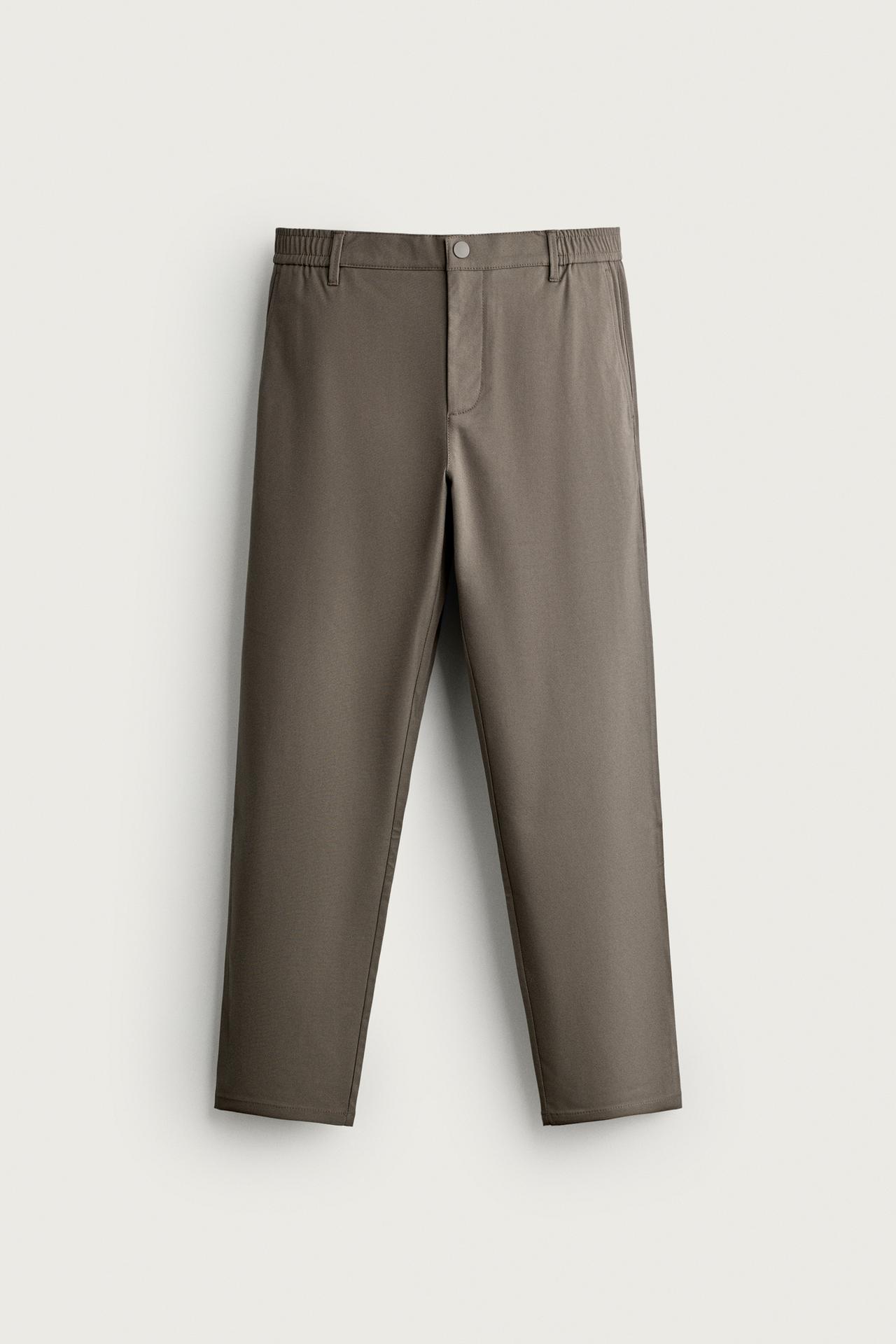 COMFORT SLIM FIT PANTS — Brown / Taupe