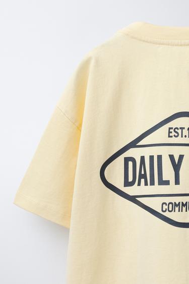 T-SHIRT IMPRIMÉ LOGO - Jaune de Zara - Image 3
