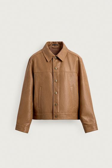 CAMISA AMPLA REGULAR FIT POLIURETANO - castanho da Zara