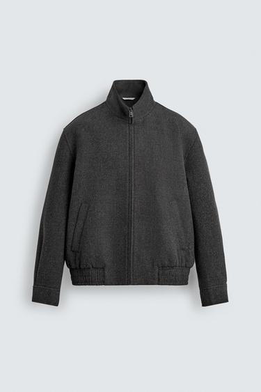BLOUSON EN DRAP À ZIP - Gris de Zara