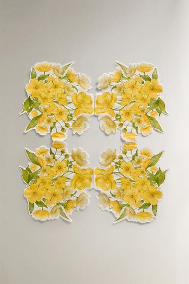 PACK OF FLORAL PAPER NAPKINS (PACK OF 20) - Orange by Zara - Image 1