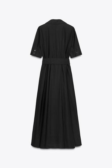 ZW COLLECTION POPLIN MIDI DRESS - Black by Zara - Image 5