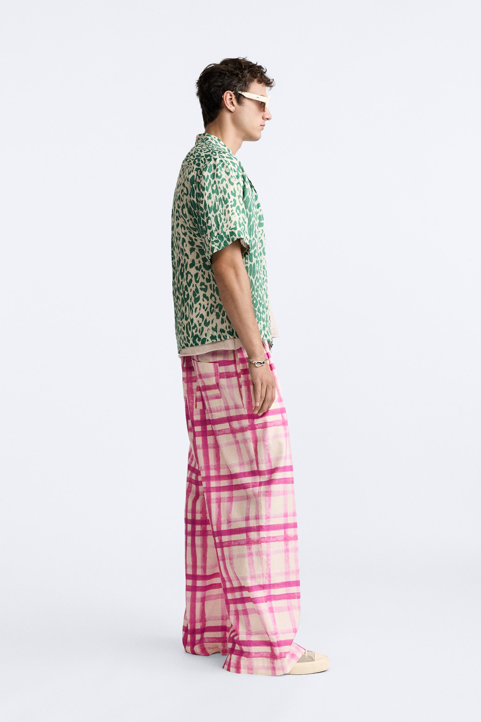 チェックプリント パンツ - LIMITED EDITION - フクシア | ZARA
