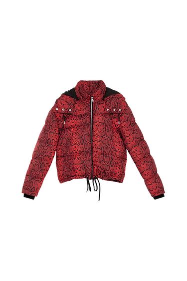 SNAKESKIN PRINT PUFFER JACKET