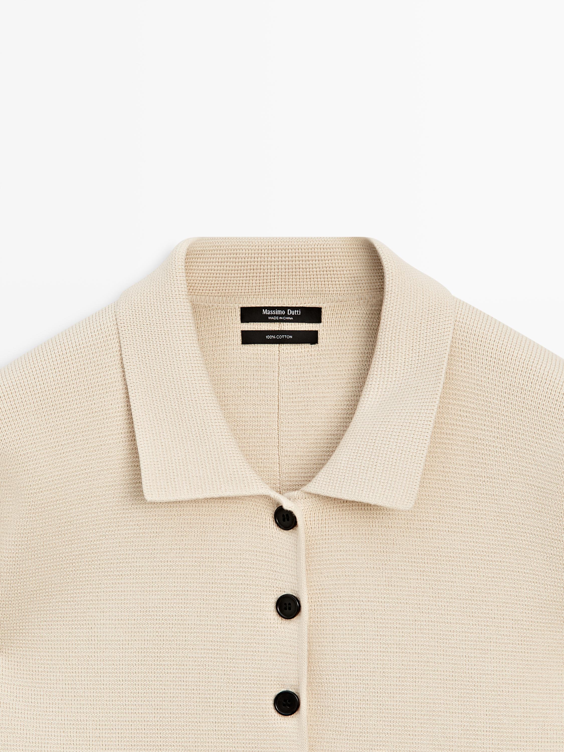 Cardigan maille coton col polo