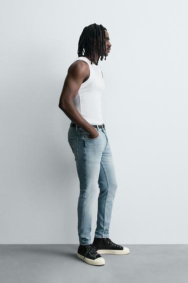 SKINNY CROPPED FIT JEANS - Light blue by Zara - Image 3