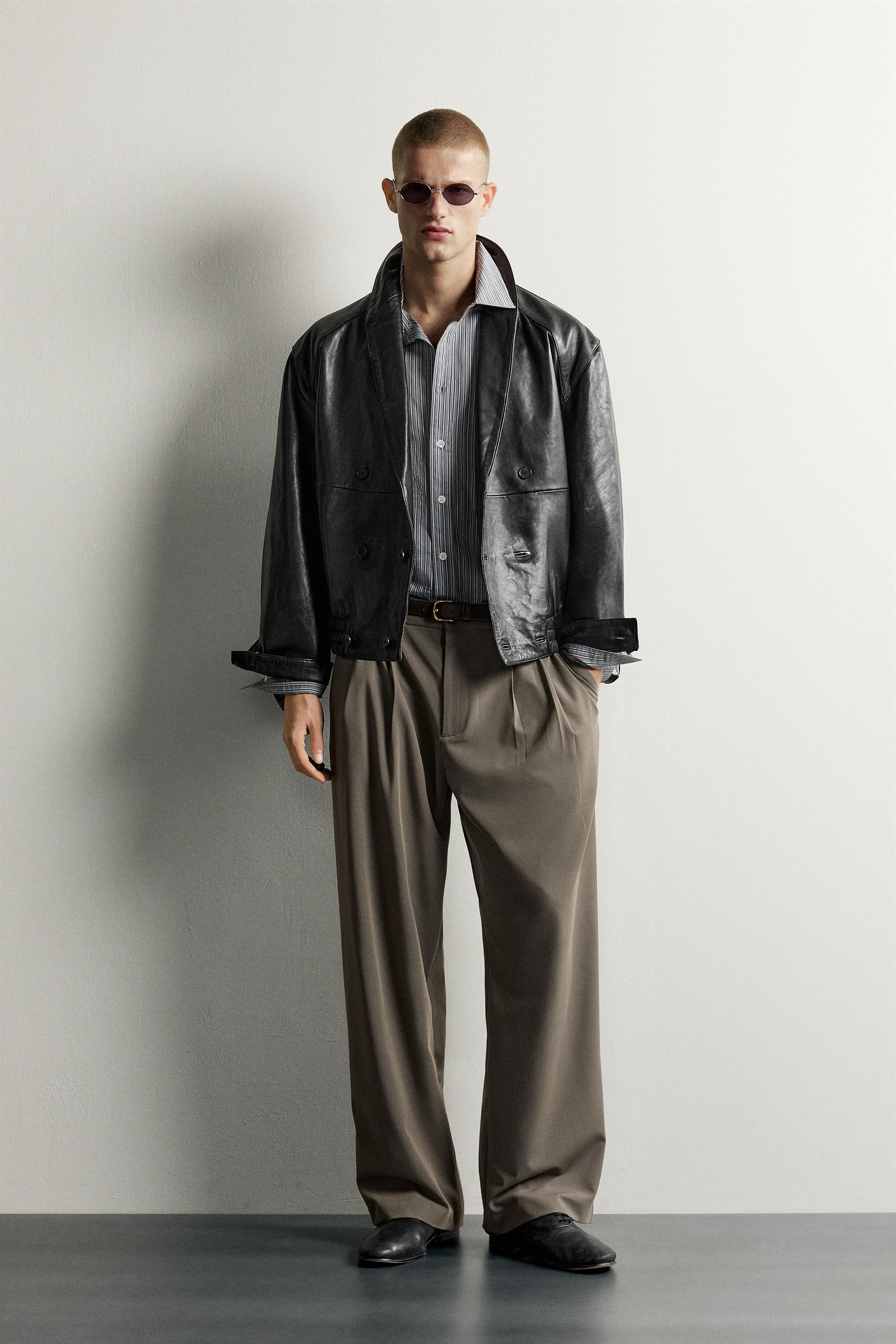 BLAZER CROPPED FIT EN CUIR