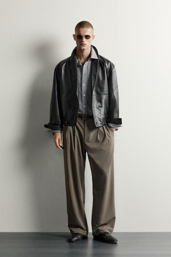 УКОРОЧЕННЫЙ КОЖАНЫЙ БЛЕЙЗЕР — ЧЕРНЫЙ от Zara — изображение 0