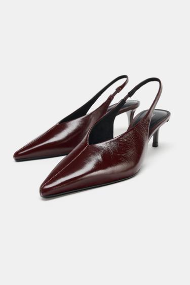 CHAUSSURES OUVERTES À L'ARRIÈRE EN CUIR - Bordeaux de Zara - Image 1