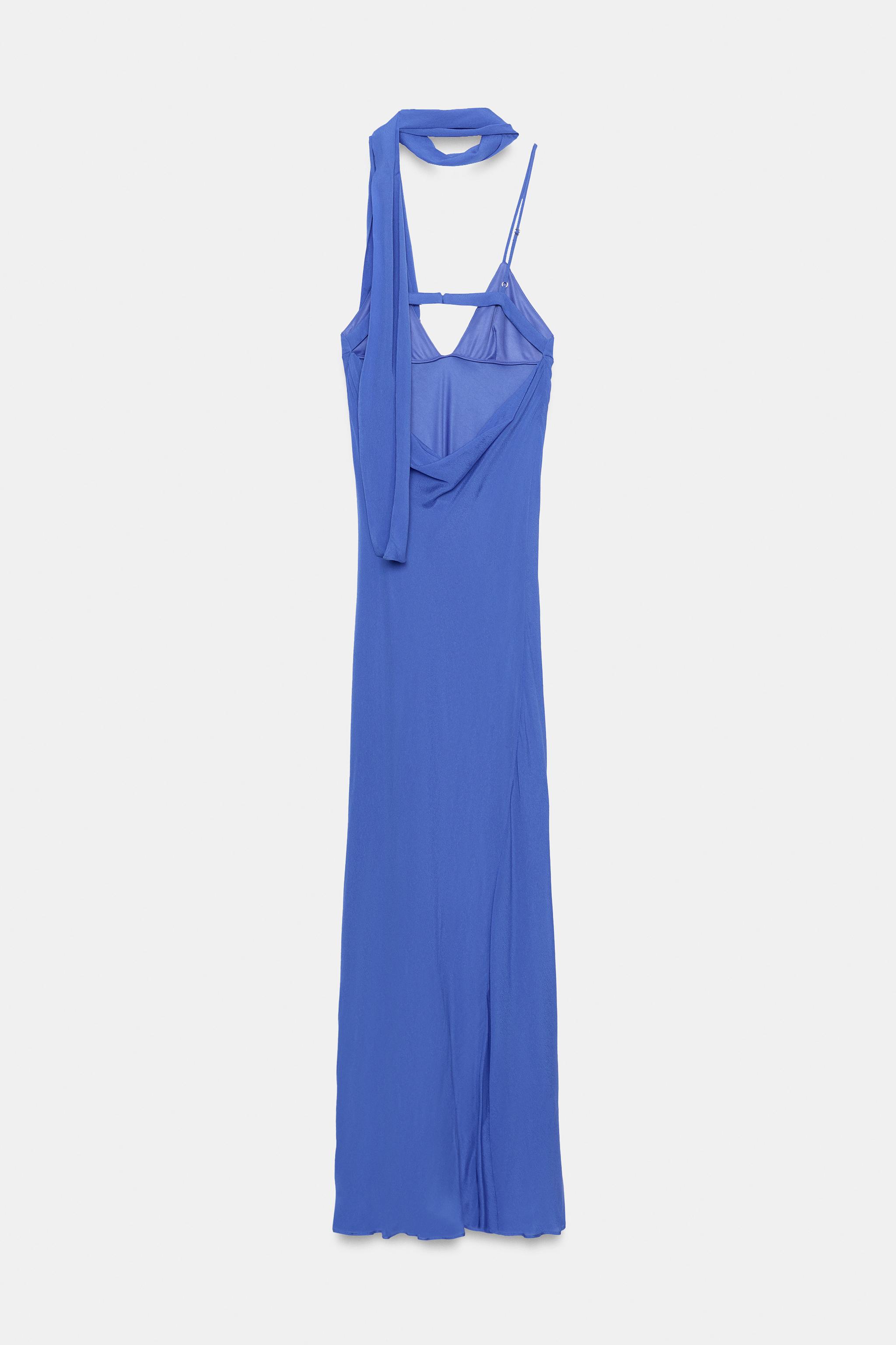 Zara UZUN GEORGETTE EŞARP ASKILI ELBİSE görsel 8