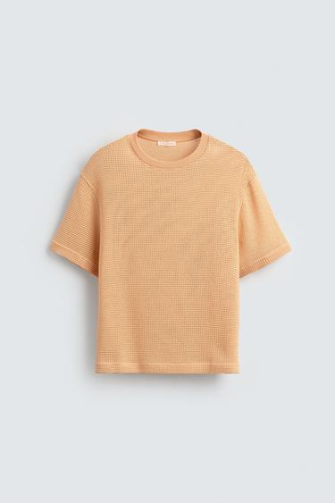 OPEN TEXTURED T-SHIRT - Tangerine by Zara