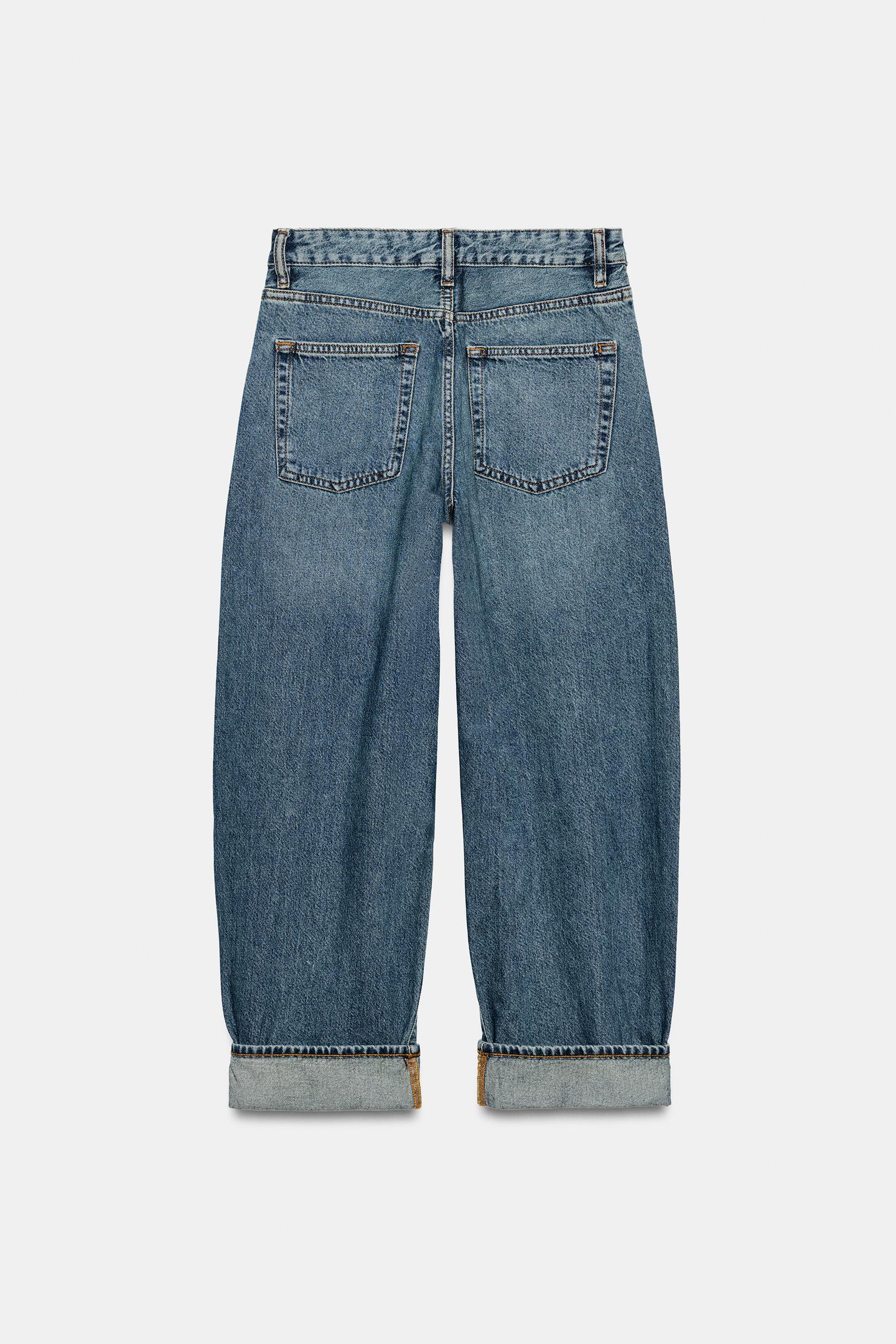 Женские джинсы Zara ZW Collection Mid-Rise Cuffed Balloon, цвет: Синий — фото 8