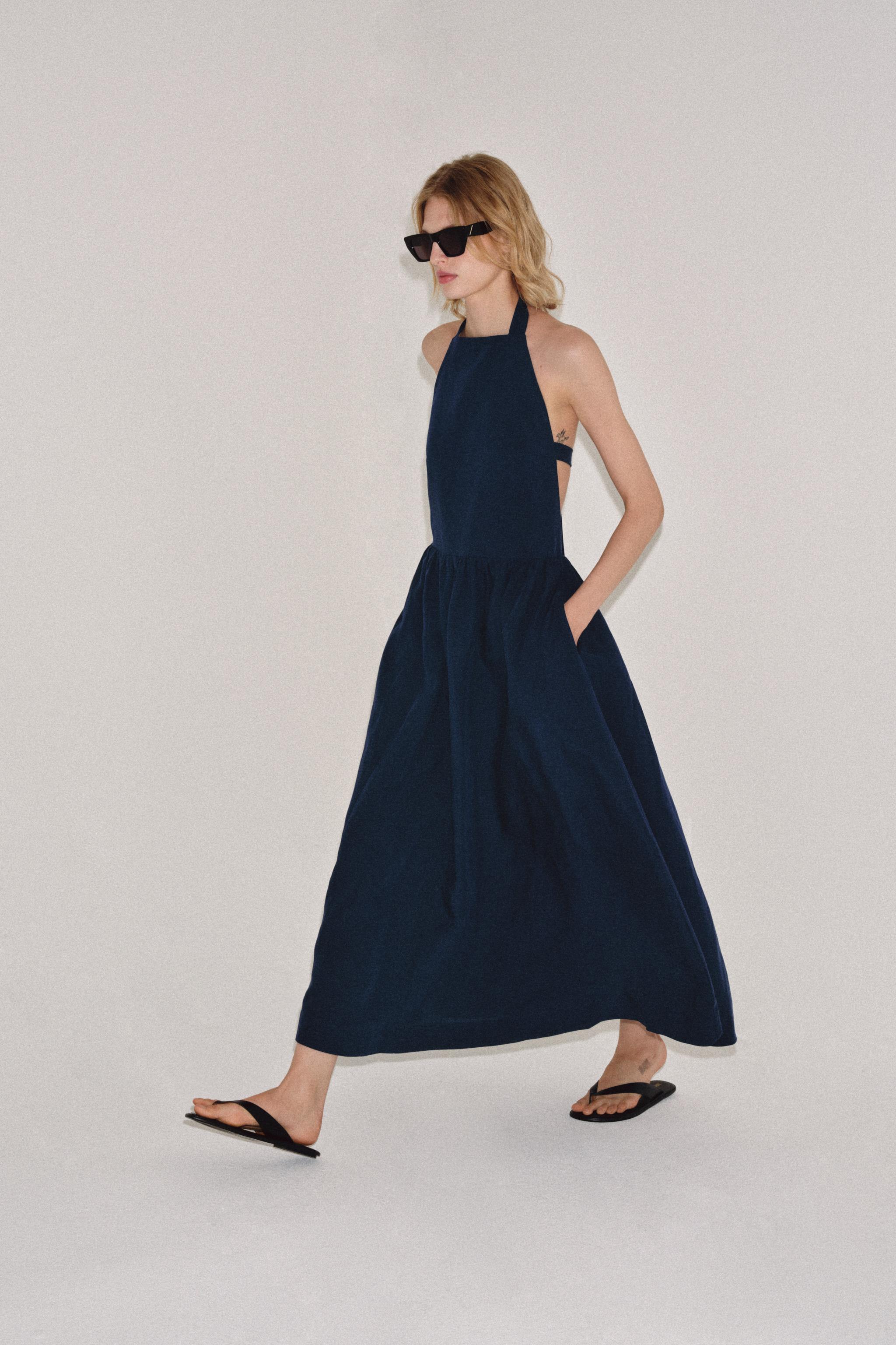 ZW COLLECTION ホルターネックワンピース - ネイビーブルー | ZARA