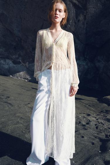 ZW COLLECTION LONG LACE DRESS - Oyster-white by Zara - Image 3