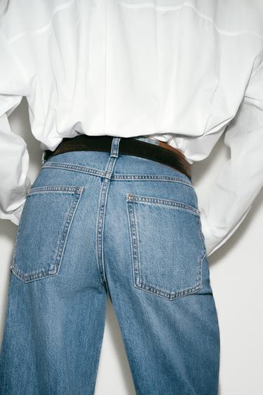 Z1975 BELTED WIDE-LEG CROPPED JEANS - Mid-blue by Zara - Image 6