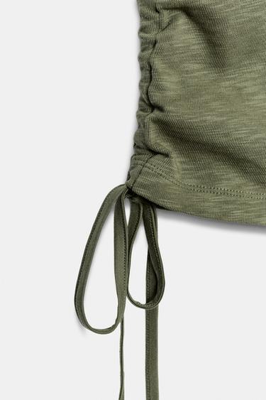 RUSTIC GATHERED T-SHIRT - Khaki by Zara - Image 7