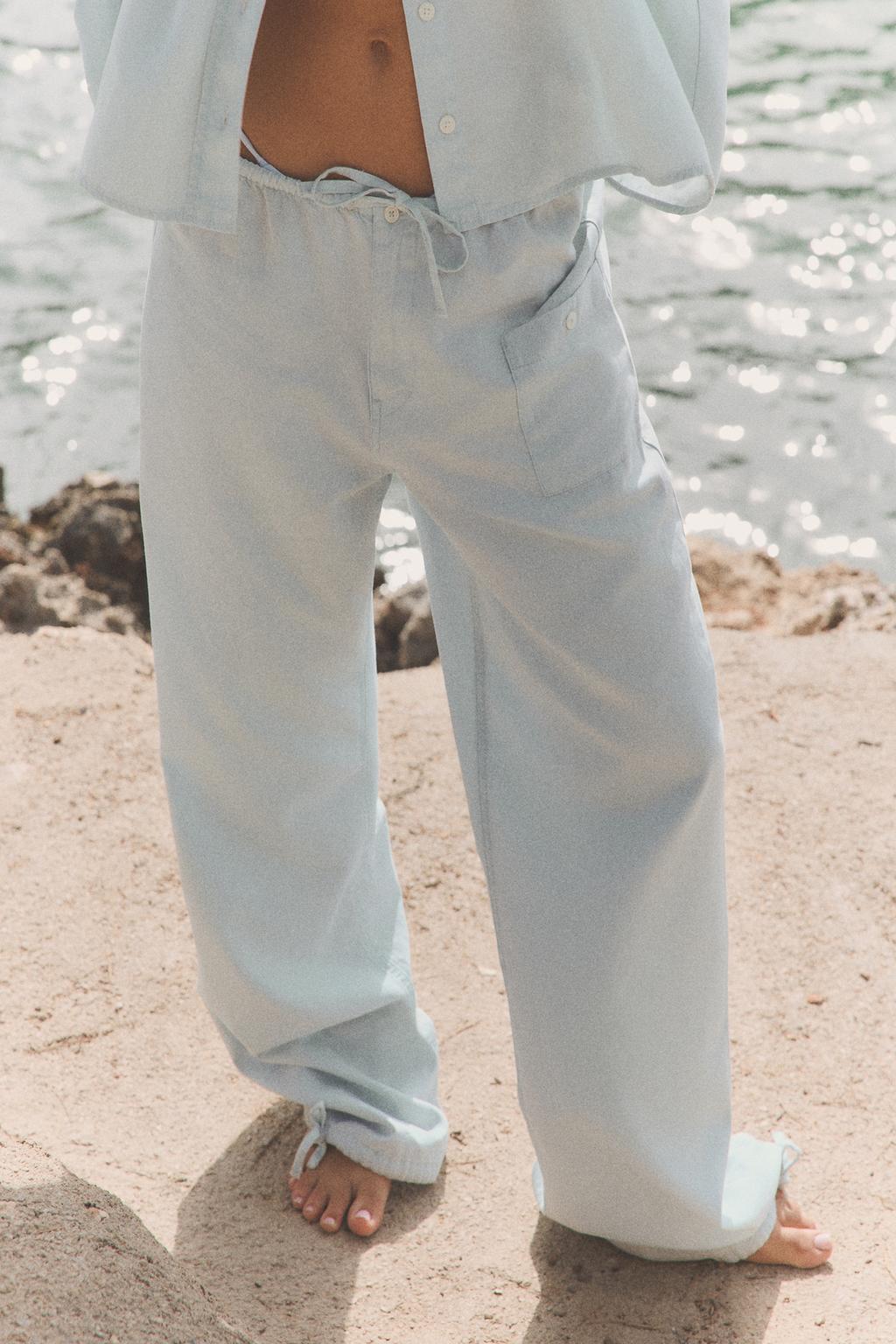 DRAWSTRING FLOWY PANTS