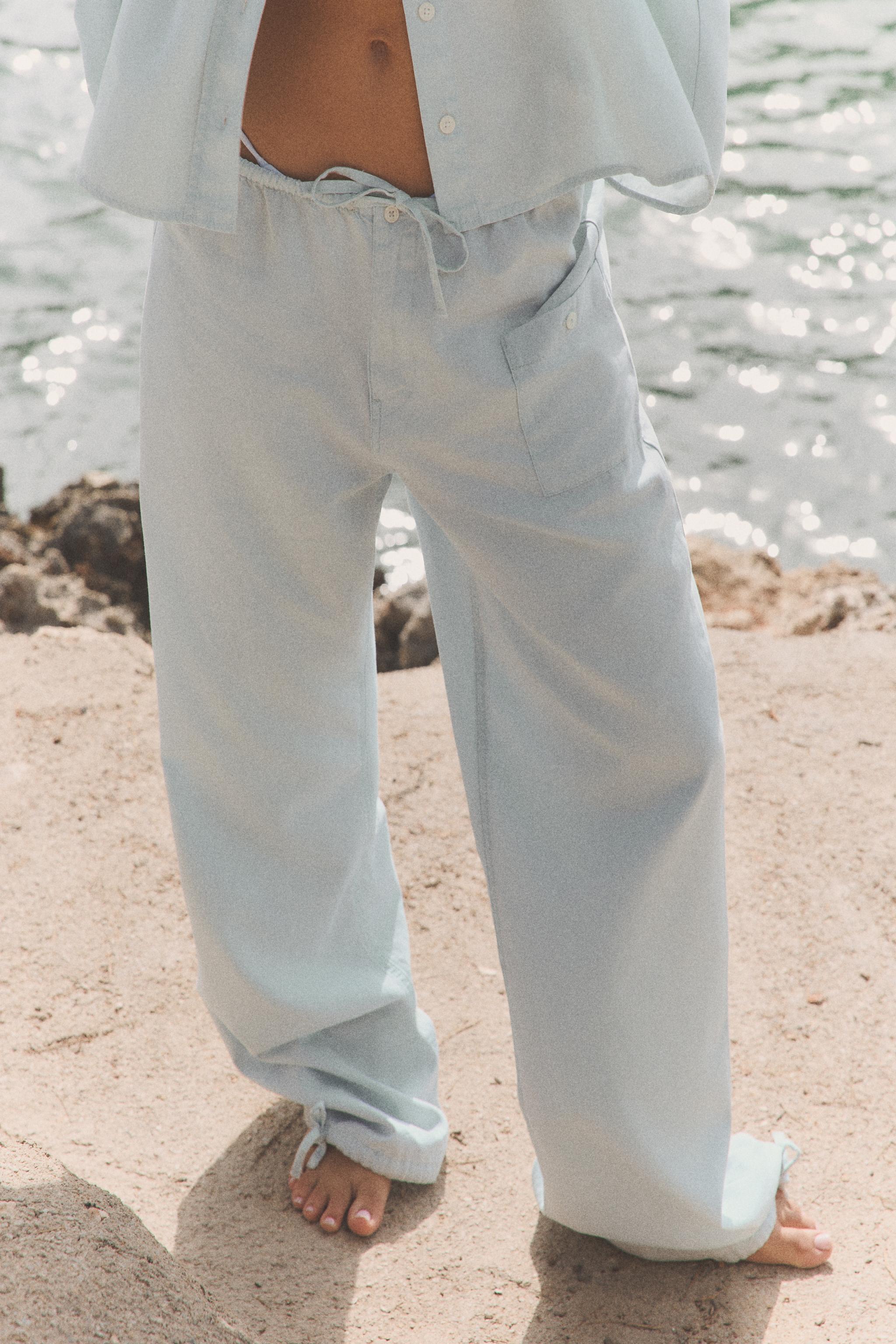DRAWSTRING FLOWY PANTS