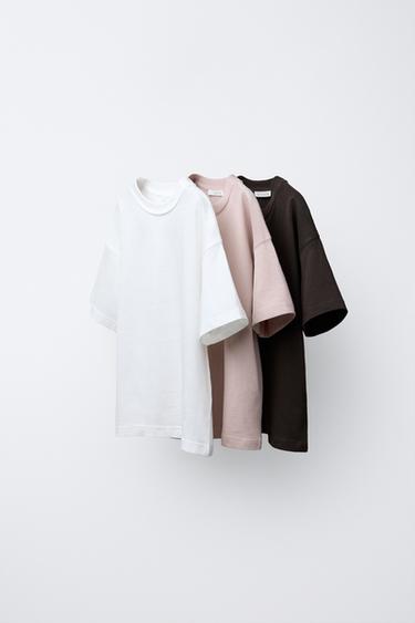 3-PACK OF PLAIN T-SHIRTS - Brown / Ecru by Zara