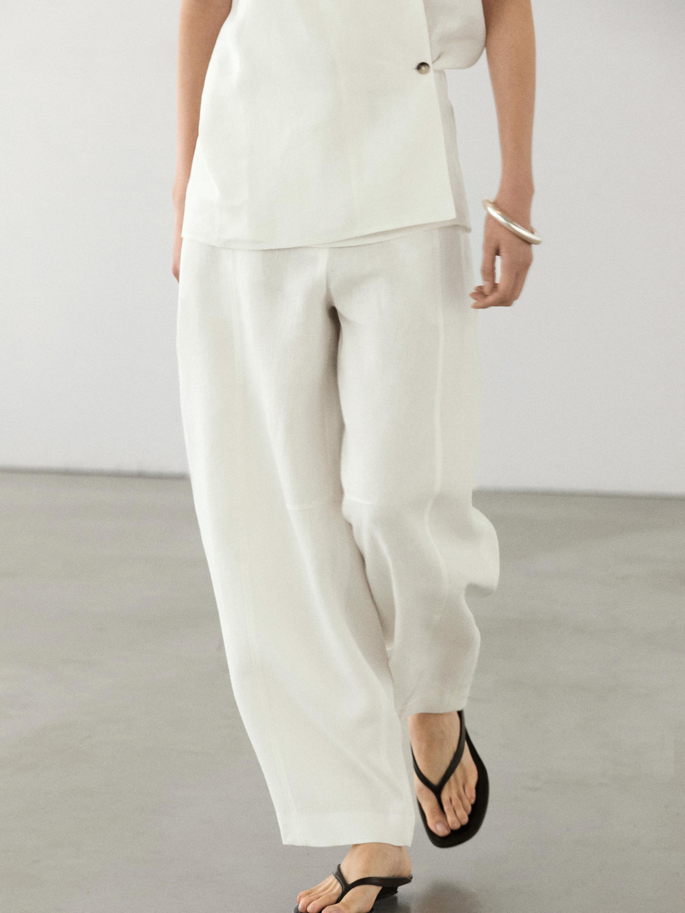 Pantalon barrel lin