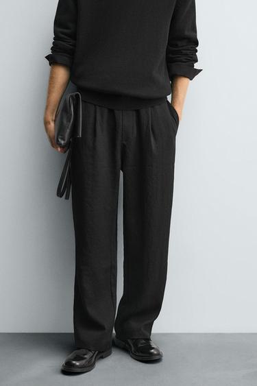 FLOWING PLEATED TROUSERS - Black by Zara