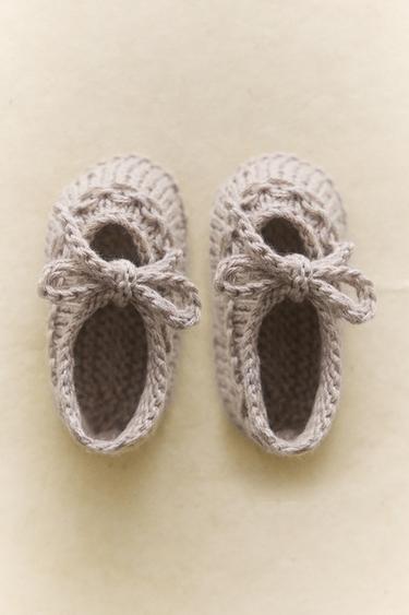 CHUNKY KNIT BALLERINAS WITH TIE - Light beige de Zara - Image 5