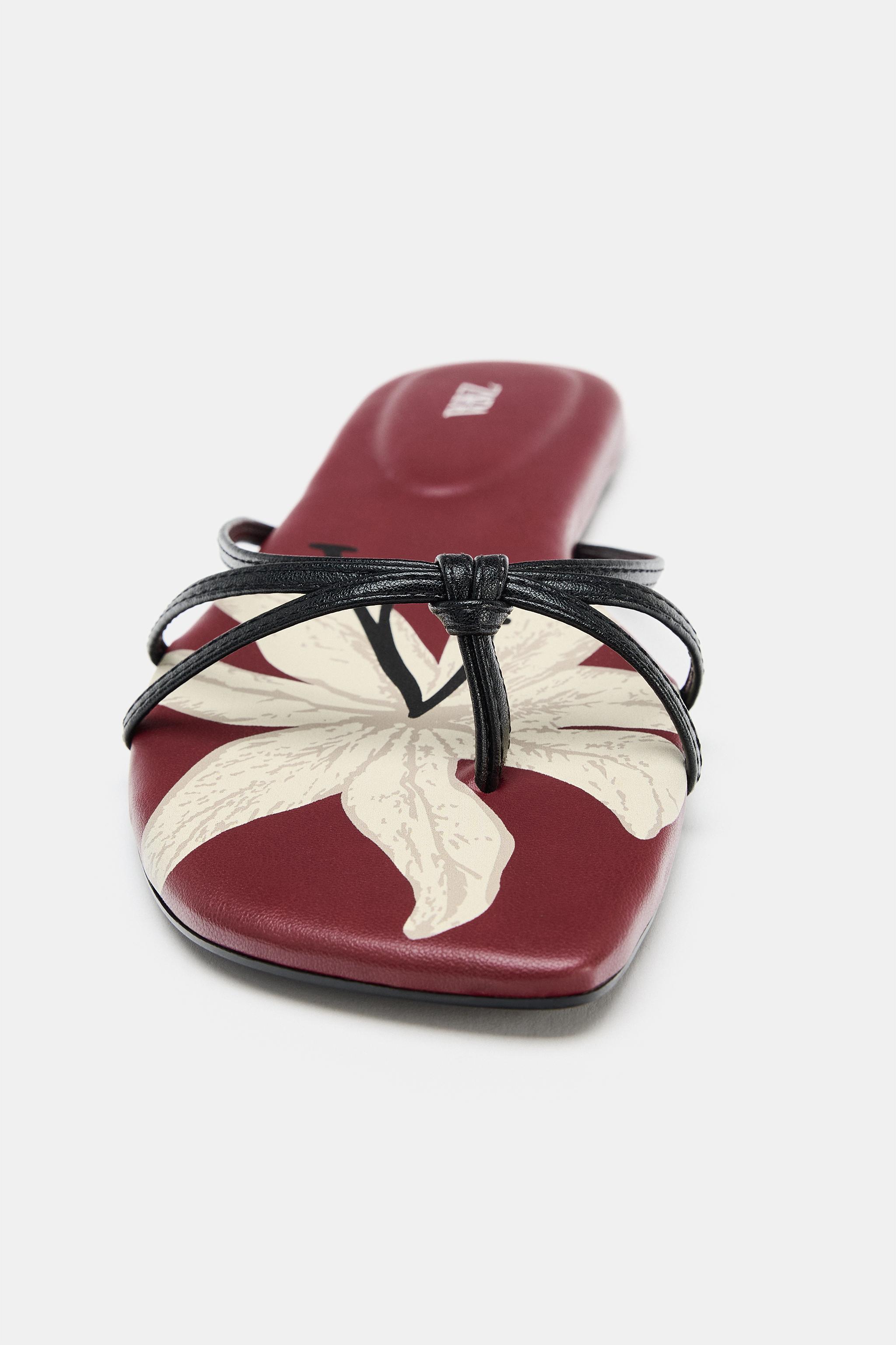 Женские сандалии Zara PRINTED FLAT SANDALS — фото 3