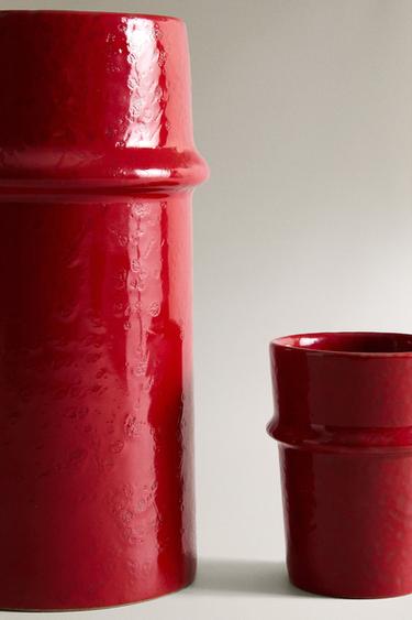 VASE RELIEF FINITION LAQUÉE - Rouge de Zara - Image 4