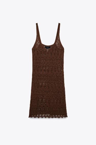 STRUCTURED KNIT MINI DRESS - Brown by Zara - Image 5