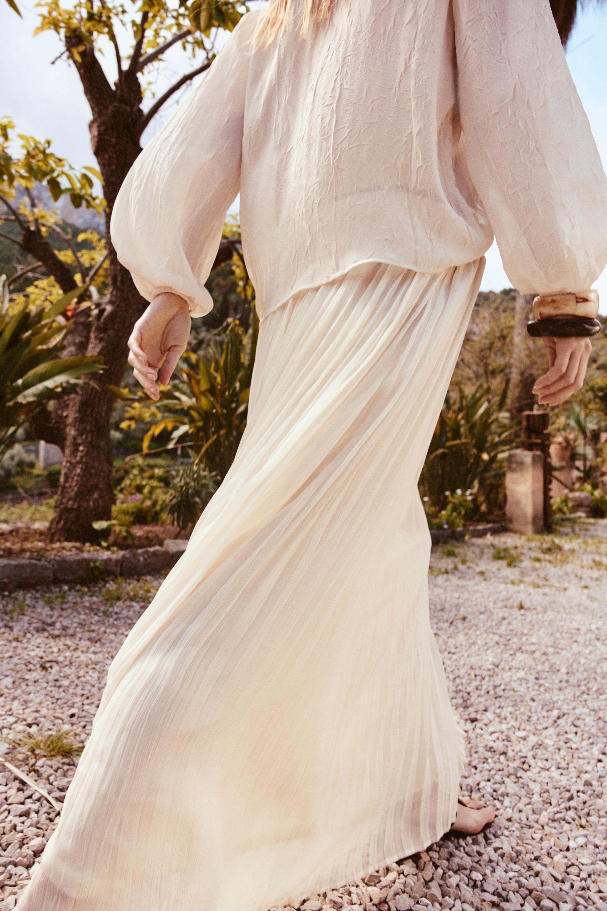 FLOWY SKIRT WITH BELT - Ecru | ZARA United States