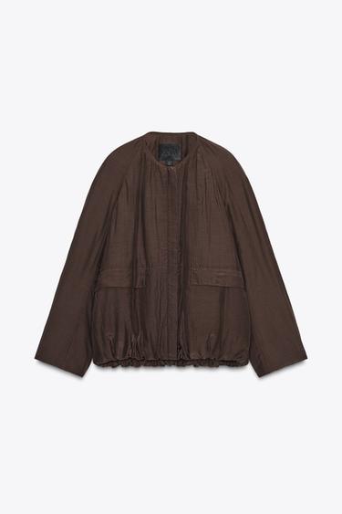 Zara ZW COLLECTION POCKET PUFFER JACKET - Brown