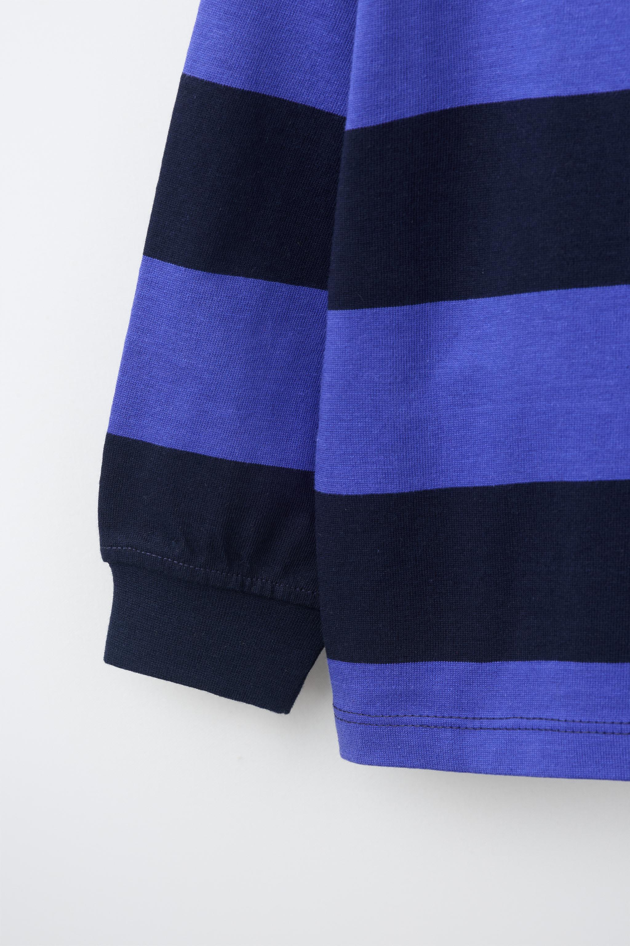 Детские рубашки Zara STRIPED TWILL COLLAR POLO SHIRT — фото 5