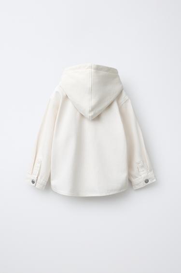 TWILL OVERSHIRT WITH DETACHABLE HOOD - Ecru by Zara - Image 2