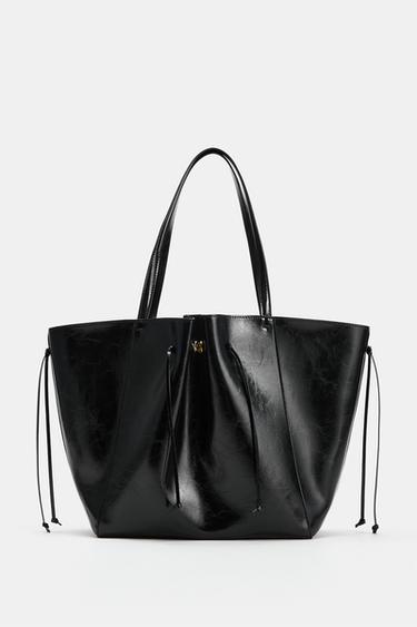 BOLSA TOTE BAG COM FRANZIDO - Preto da Zara