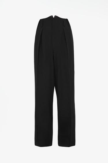 LIMITED EDITION 100% WOOL SIDE STRIPE PANTS — Black 1
