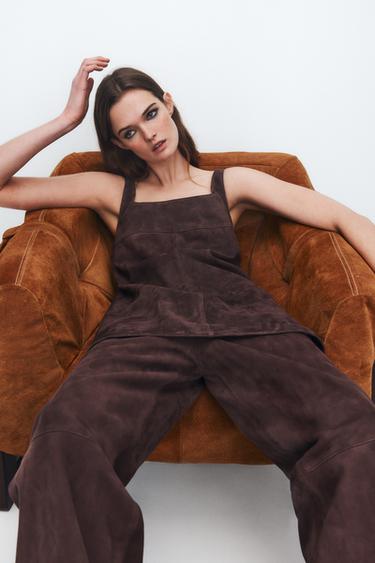 Zara ZW COLLECTION LEATHER DRESS - Eggplant - Image 0