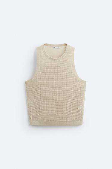 DÉBARDEUR EN MAILLE - Beige de Zara