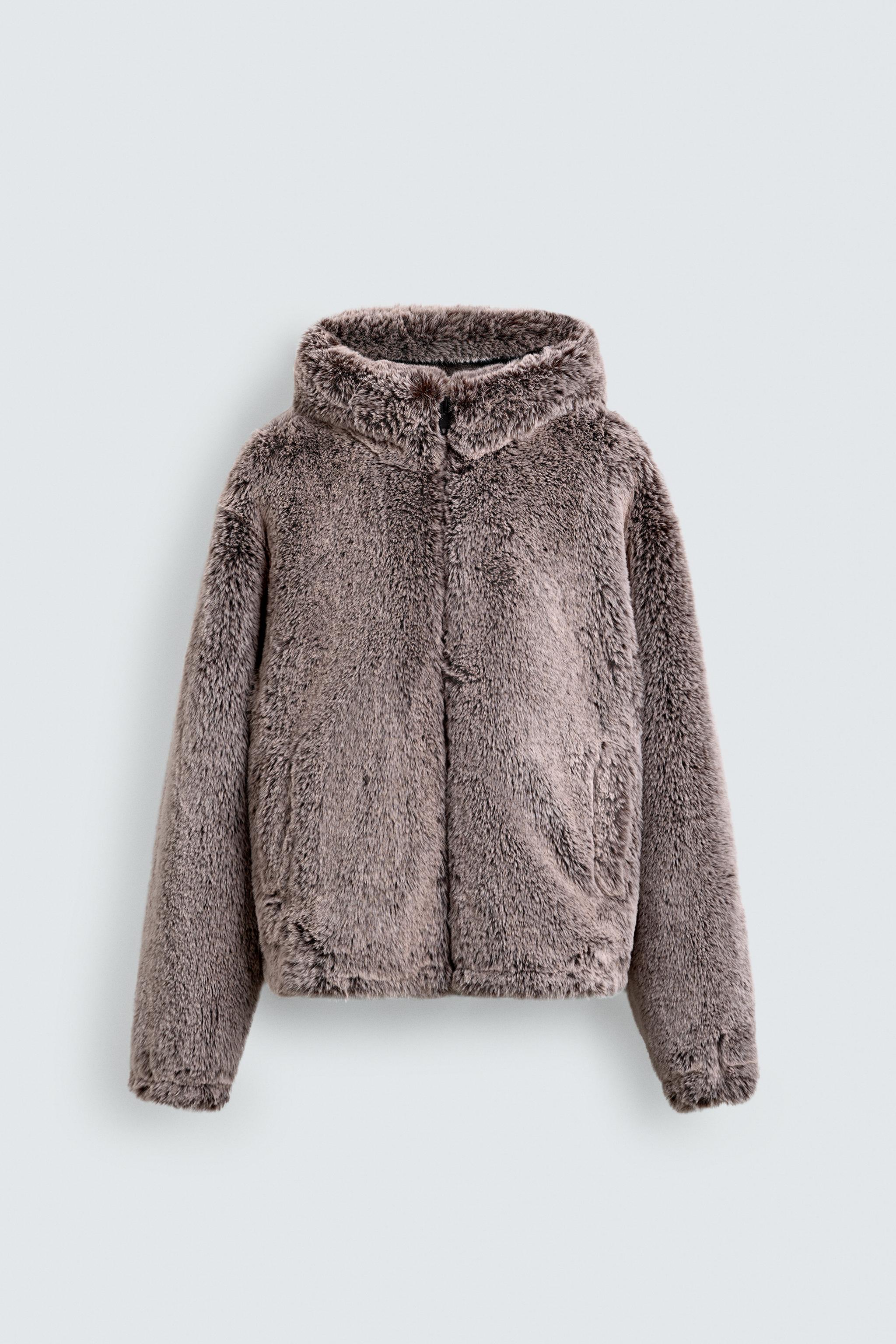 HOODED FAUX FUR JACKET