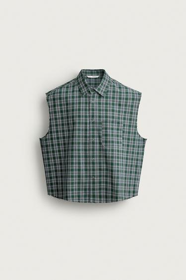 ΚΑΡΟ ΑΜΑΝΙΚΟ ΠΟΥΚΑΜΙΣΟ CROPPED FIT - Πράσινα του Zara
