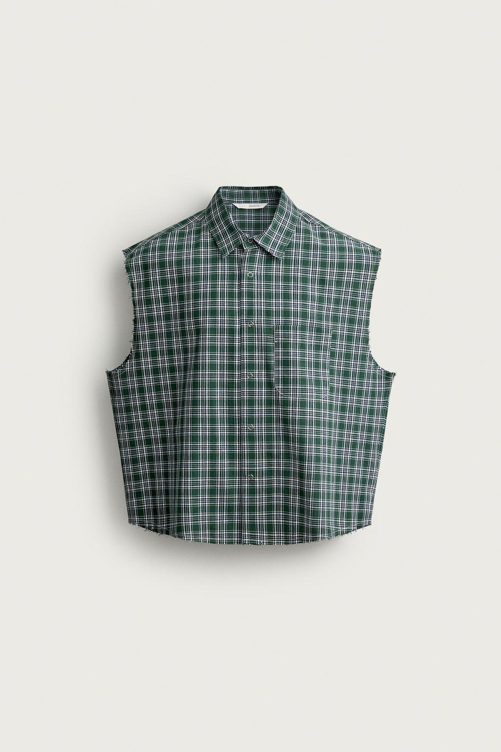 CHECK CROPPED TANK SHIRT
