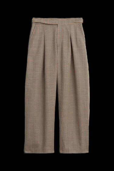 Zara LIMITED EDITION WOOL PLAID SUIT PANTS - Brown - Image 0