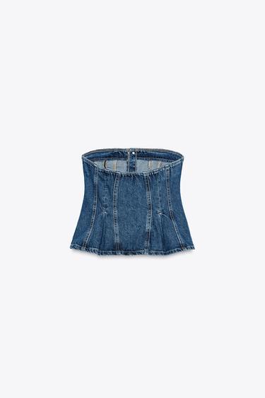 TRF DENIM BANDEAU TOP - Blue by Zara - Image 5
