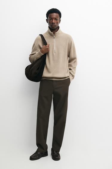 Zara 100% cotton mock neck knit sweater - Beige - Image 0