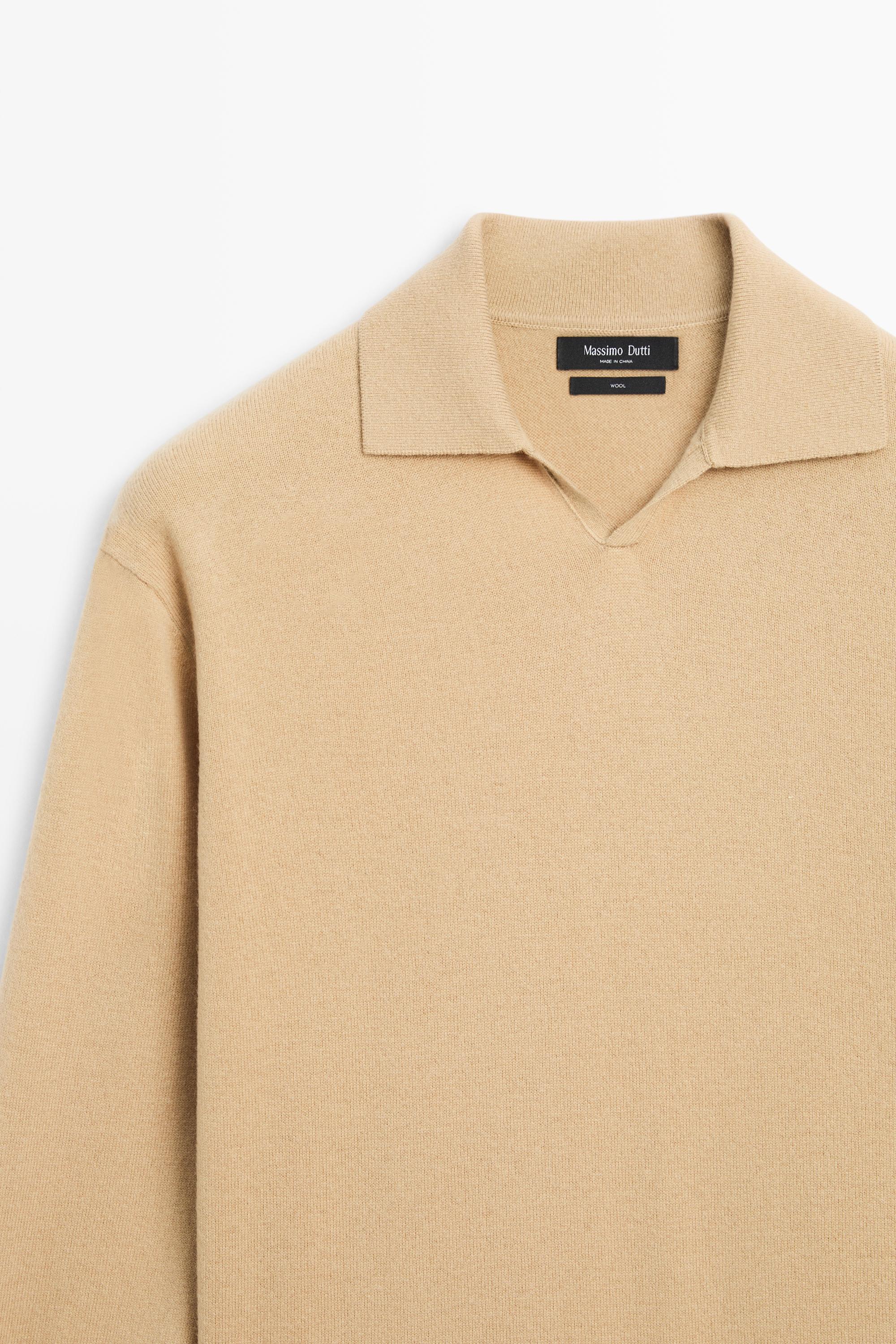 100% wool knit polo sweater