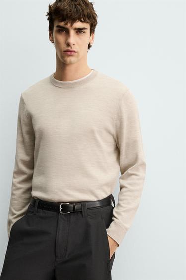 REGULAR FIT WOOL JUMPER - Beige by Zara - Image 5