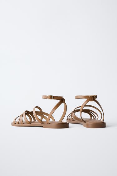 STRAPPY LEATHER SANDALS - Brown by Zara - Image 3