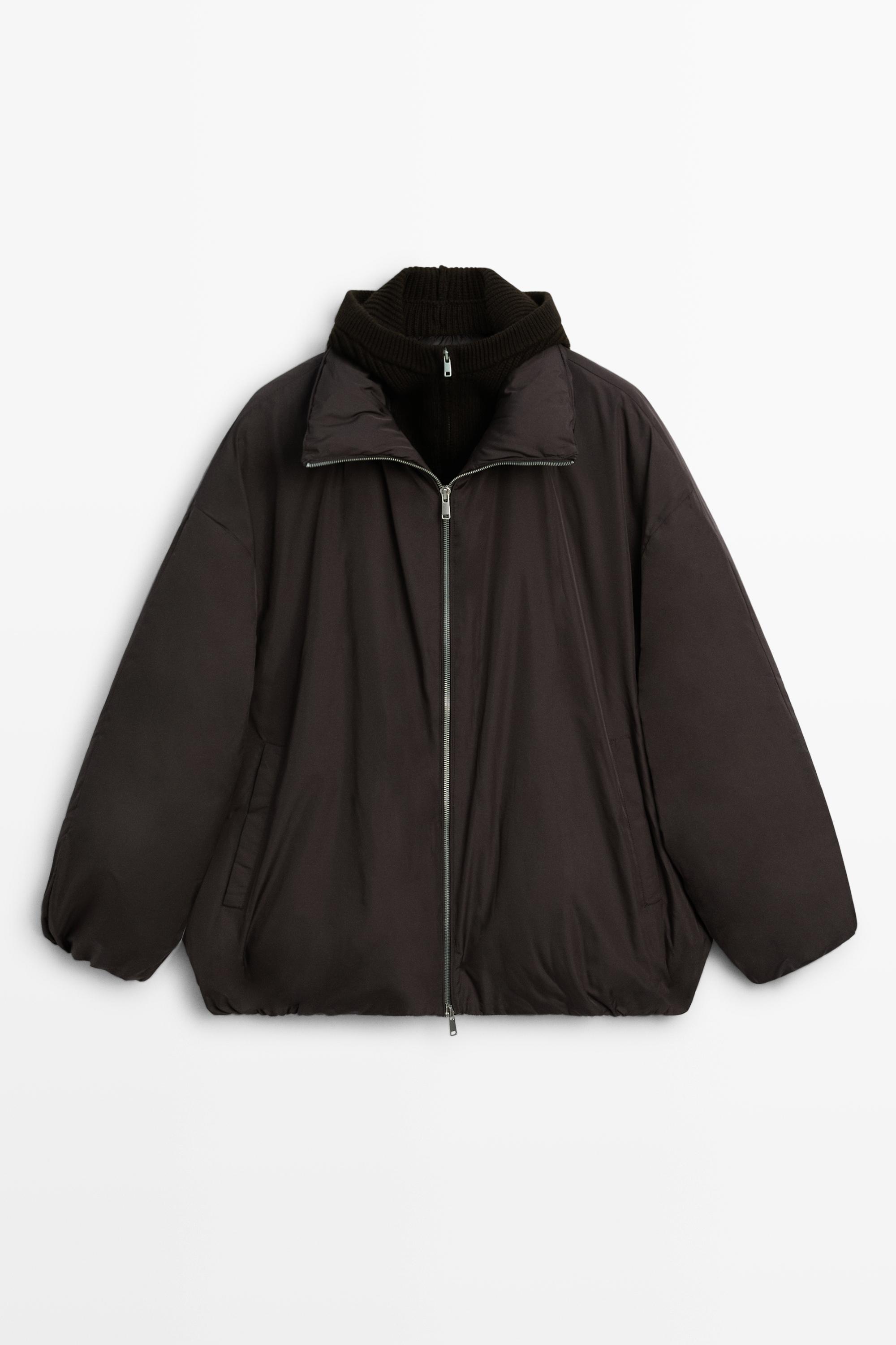 Down jacket with detachable detail piece