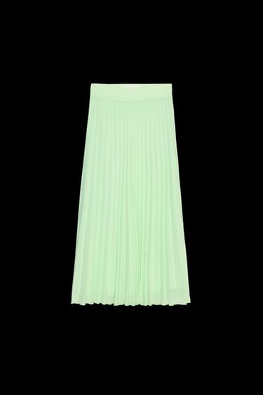 PLEATED MIDI SKIRT - Pastel green by Zara - Image 0